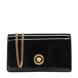 Versace Medusa Chain Crossbody Black Patent Leather New
